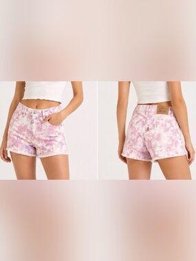 Levi's High Rise Tie Dye Pink Multicolored Shorts Stretch Sz 31 NWT